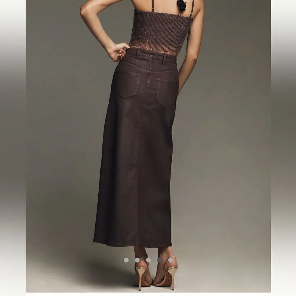 Pilcro & the Letterpress the Madi front slit denim maxi pencil skirt NWT - Picture 4 of 6